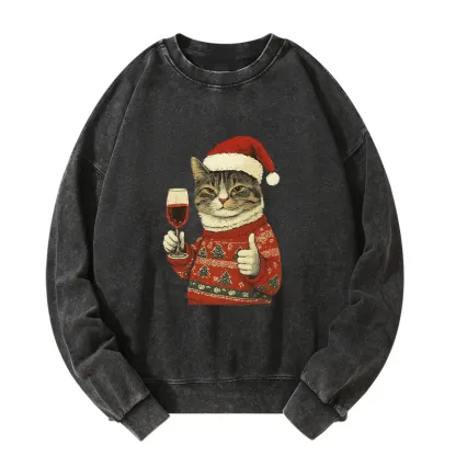 Tokyo-Tiger Christmas Cat Likes Washed Sweatshirt