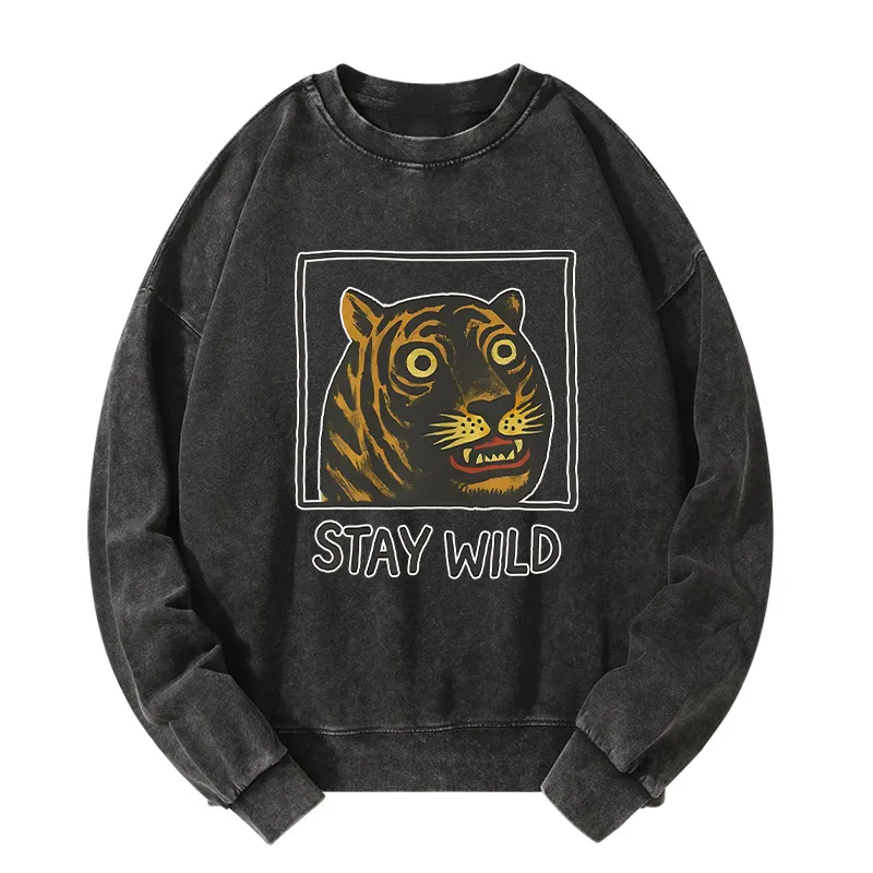 Tokyo-Tiger Silly And Cute Tiger Washed Sweatshirt