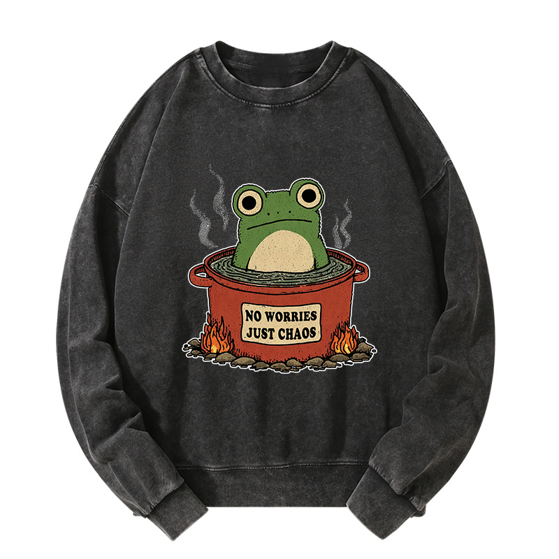 Tokyo-Tiger Frog：No Worries，Just Chaos Washed Sweatshirt
