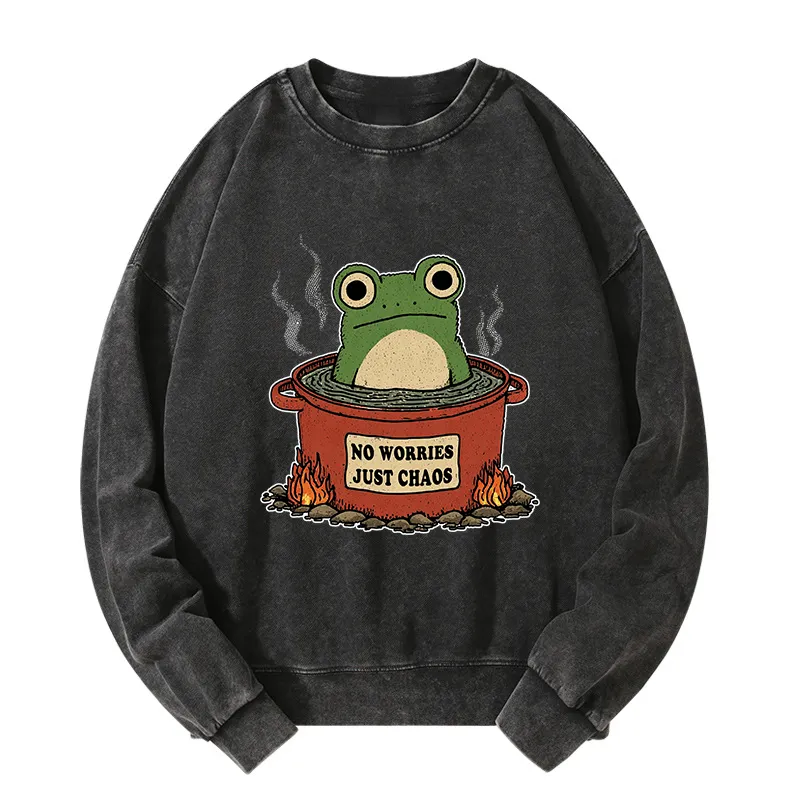 Tokyo-Tiger Frog：No Worries，Just Chaos Washed Sweatshirt
