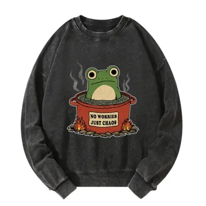 Tokyo-Tiger Frog：No Worries，Just Chaos Washed Sweatshirt