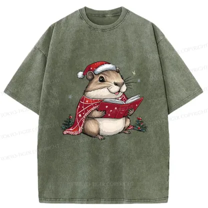 Tokyo-Tiger Christmas Hamster Washed T-Shirt