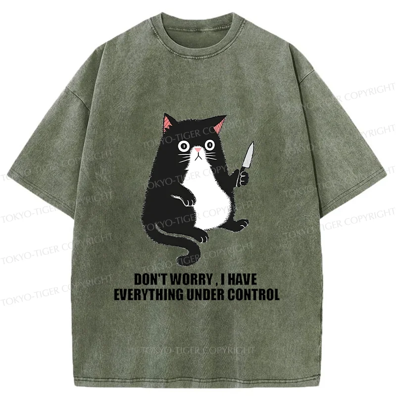 Tokyo-Tiger Cat Said Don't Worry Washed T-Shirt