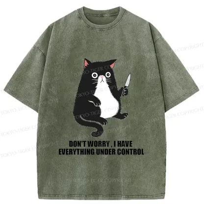 Tokyo-Tiger Cat Said Don't Worry Washed T-Shirt