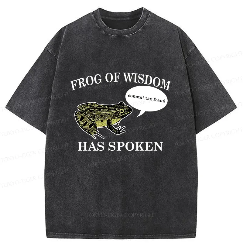 Tokyo-Tiger Frog Of Wisdom Funny Washed T-Shirt