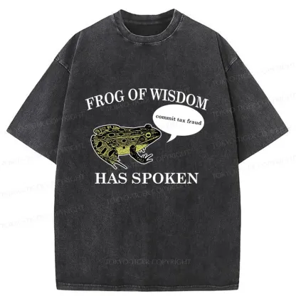 Tokyo-Tiger Frog Of Wisdom Funny Washed T-Shirt