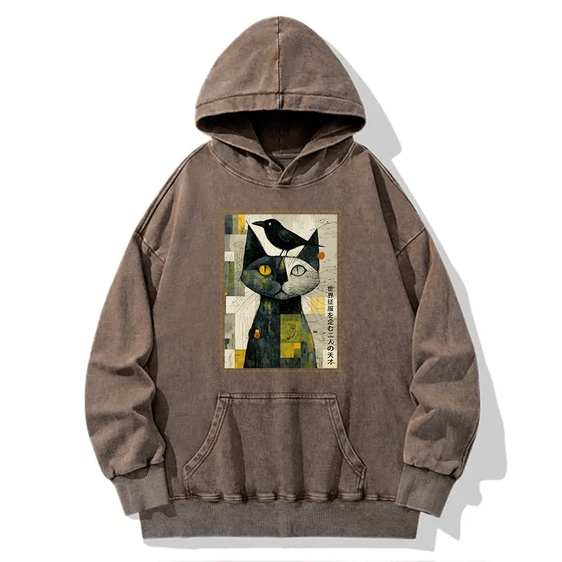Tokyo-Tiger The Cat And The Crow Are Planning To Rule The World Washed Hoodie