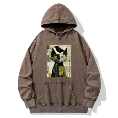 Tokyo-Tiger The Cat And The Crow Are Planning To Rule The World Washed Hoodie