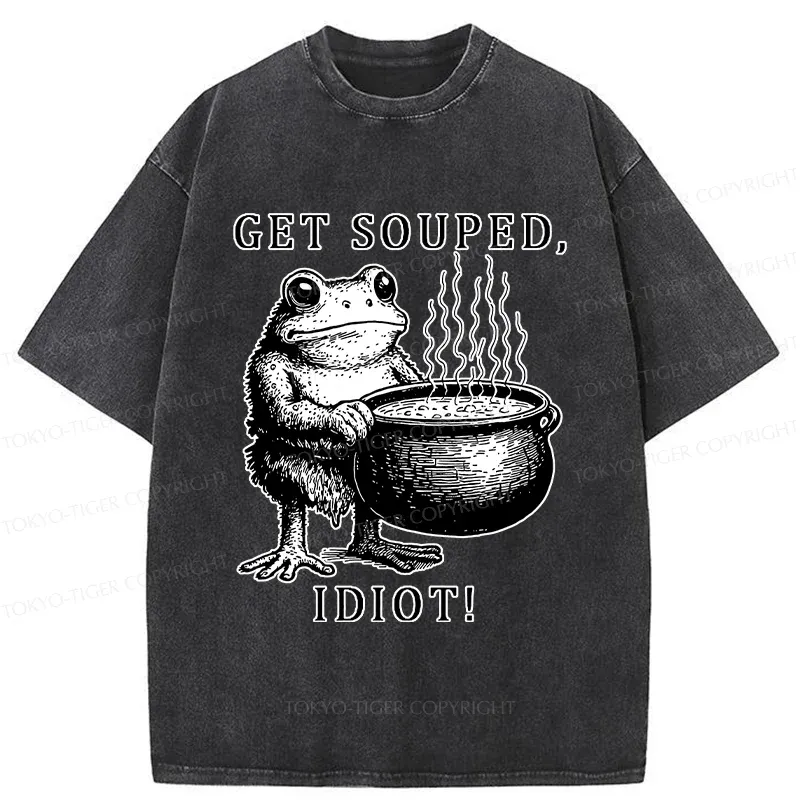 Tokyo-Tiger Get Soup Funny Washed T-Shirt