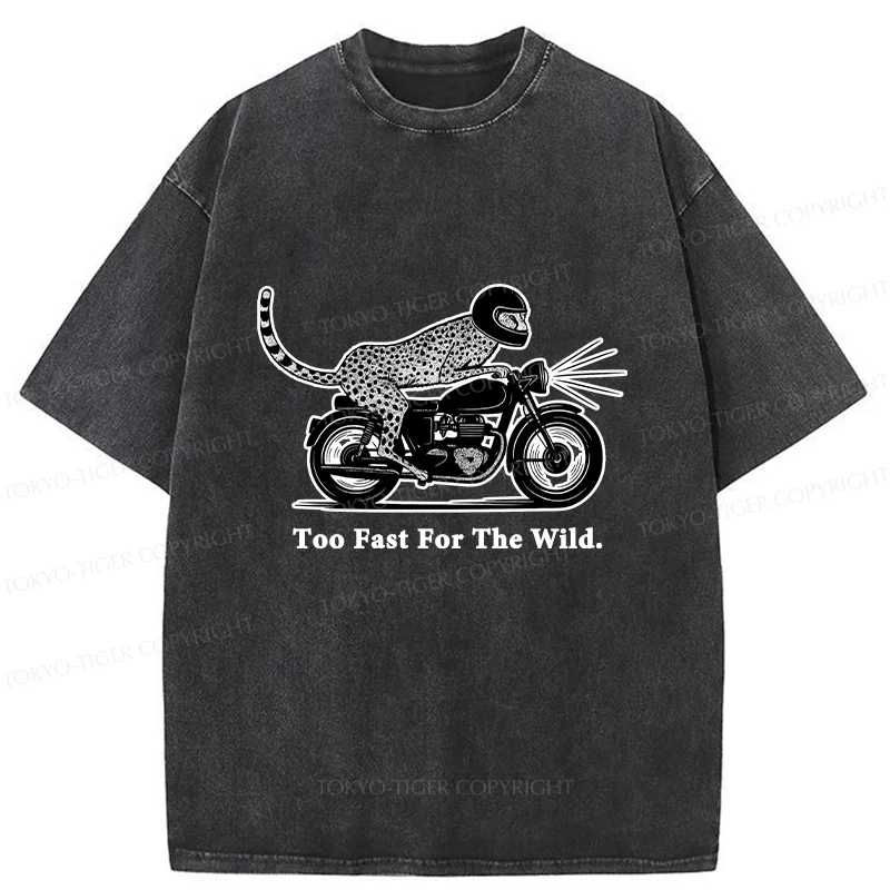 Tokyo-Tiger Cheetah Riding A Motorcycle Washed T-Shirt