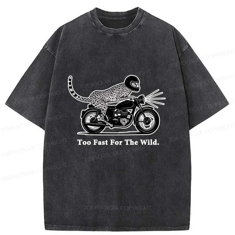 Tokyo-Tiger Cheetah Riding A Motorcycle Washed T-Shirt