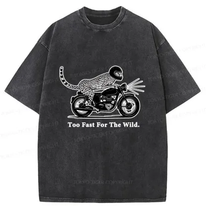 Tokyo-Tiger Cheetah Riding A Motorcycle Washed T-Shirt