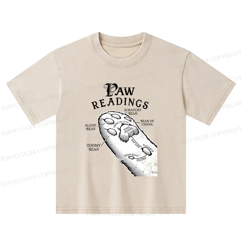 Tokyo-Tiger Funny Cat Paws Kids Washed T-Shirt