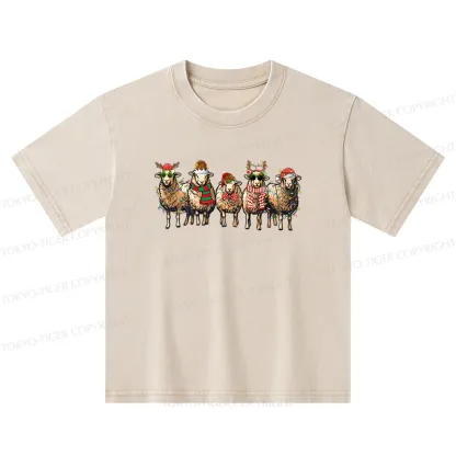 Tokyo-Tiger Christmas Sheep Kids Washed T-Shirt