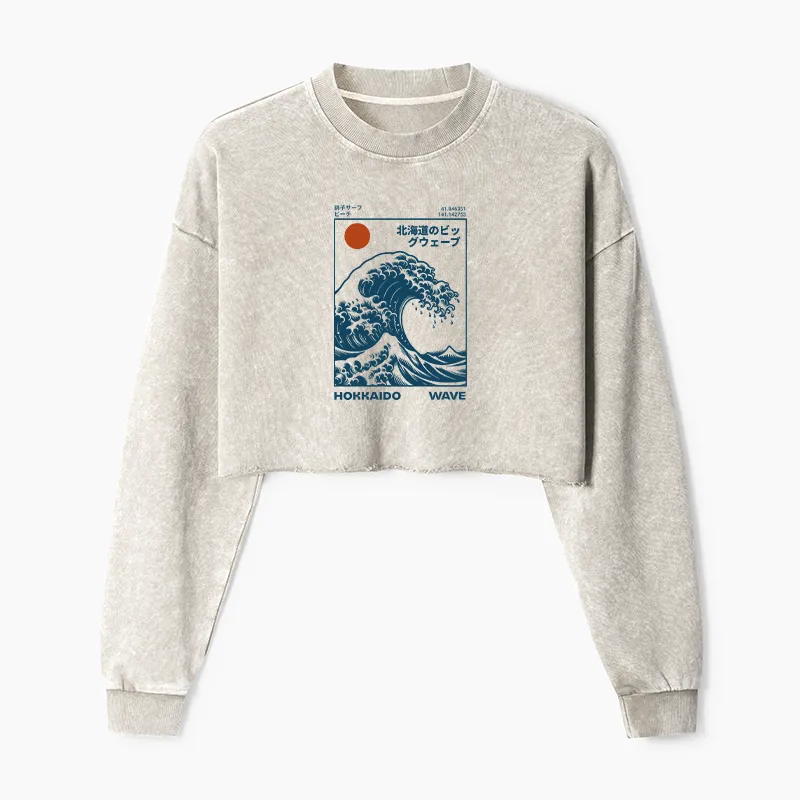 Tokyo-Tiger Hokkaido Wave Japan Washed Crop Sweatshirt