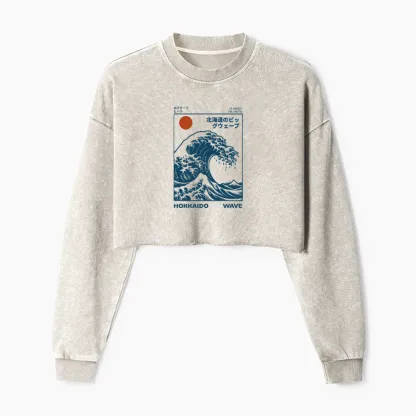 Tokyo-Tiger Hokkaido Wave Japan Washed Crop Sweatshirt