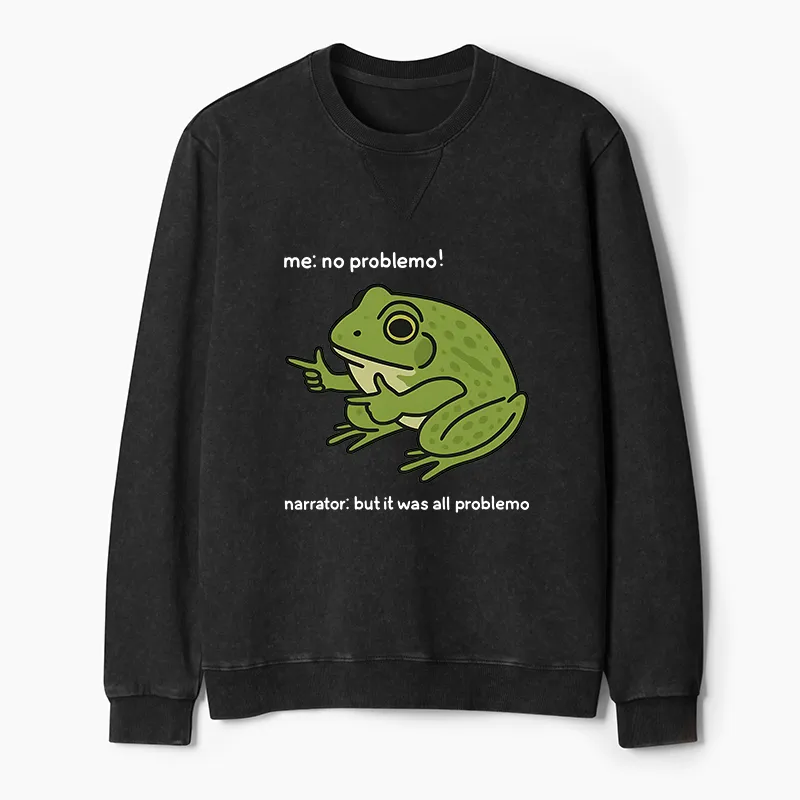 Tokyo-Tiger Stupid Frog Meme Washed Terry Sweatshirt