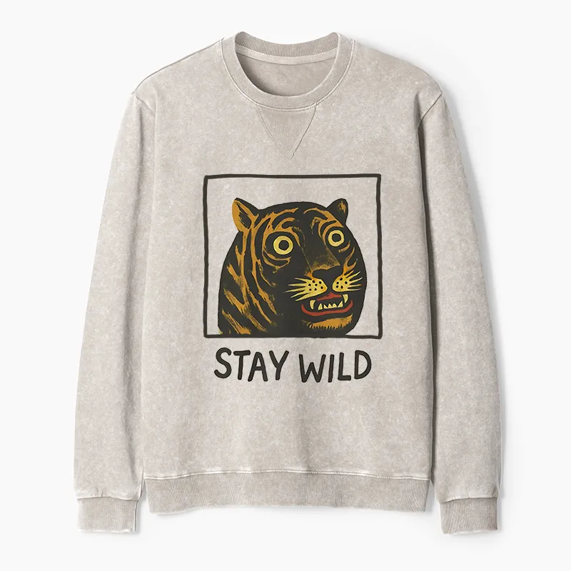 Tokyo-Tiger Silly And Cute Tiger Washed Terry Sweatshirt