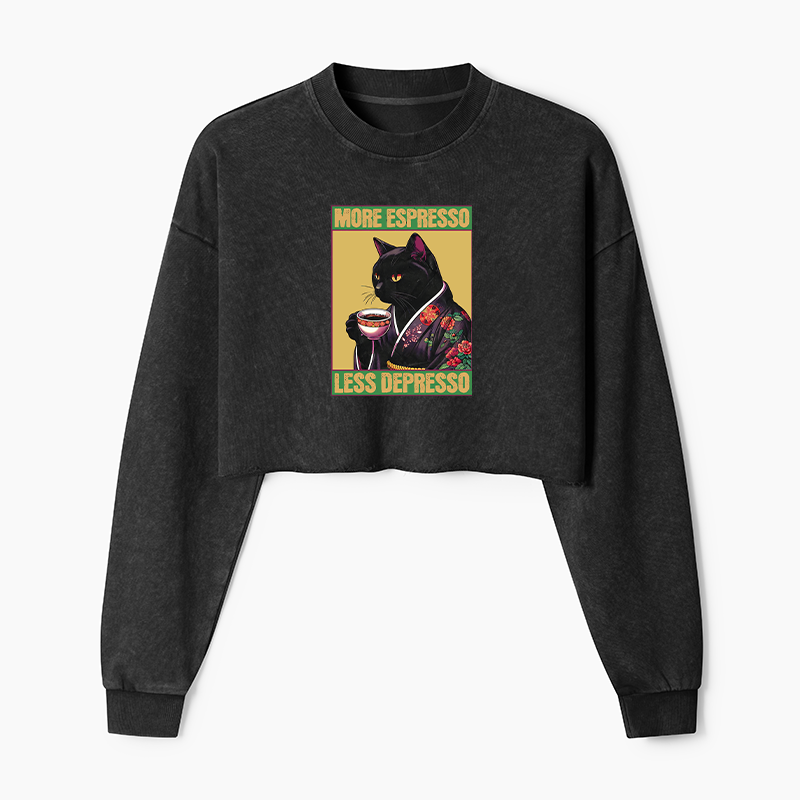 Tokyo-Tiger Up Caffeine Down Depression Washed Crop Sweatshirt