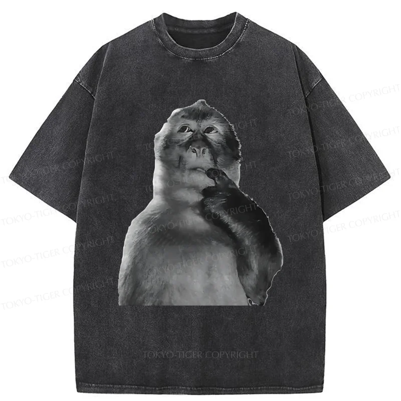 Tokyo-Tiger Thinking Monkey Washed T-Shirt