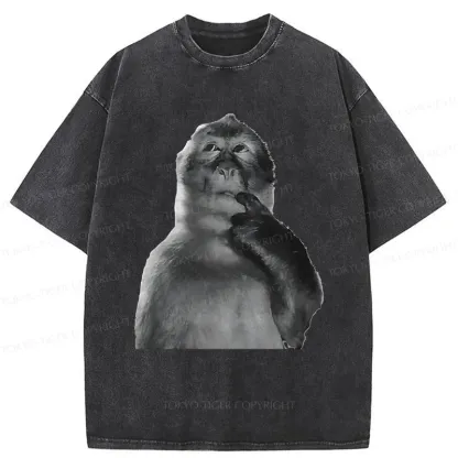 Tokyo-Tiger Thinking Monkey Washed T-Shirt