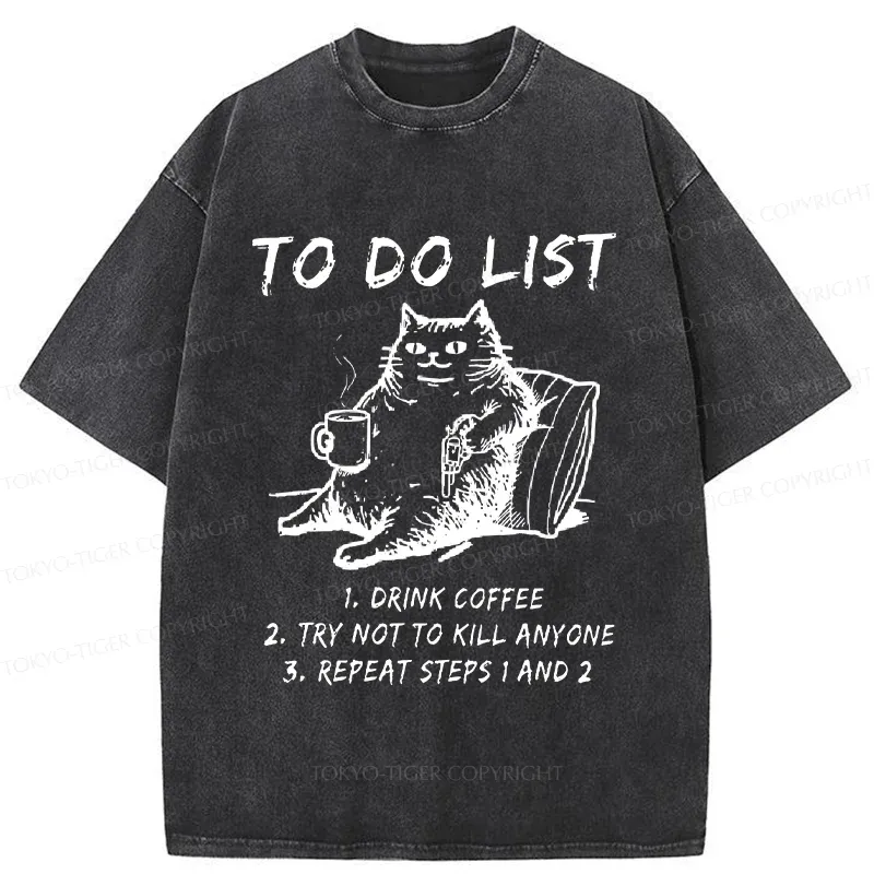 Tokyo-Tiger Cat's To-Do List Washed T-Shirt Sale