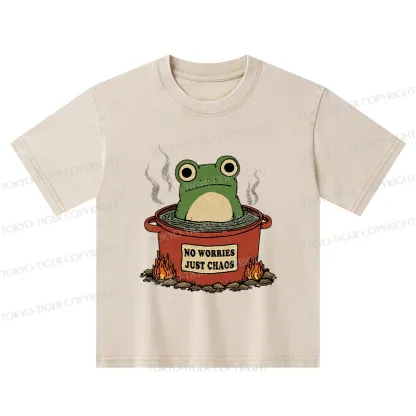 Tokyo-Tiger Frog：No Worries，Just Chaos Kids Washed T-Shirt