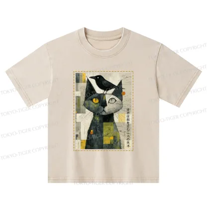 Tokyo-Tiger The Cat And The Crow Are Planning To Rule The World Kids Washed T-Shirt