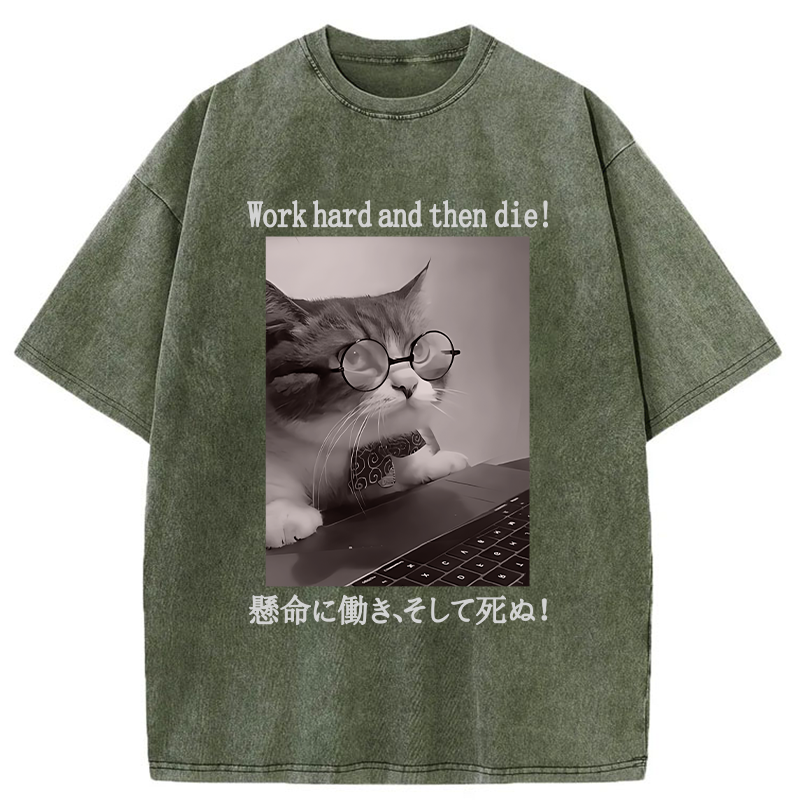 Tokyo-Tiger Work Hard And Then Die Washed T-Shirt
