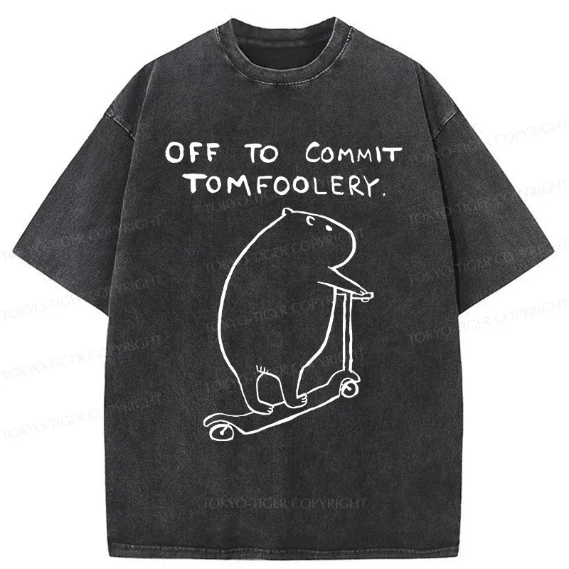 Tokyo-Tiger Capybara Is Ready To Do Something Bad Washed T-Shirt