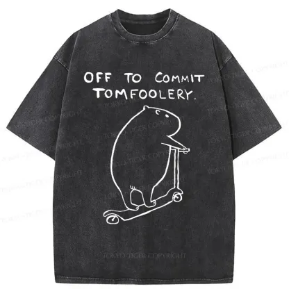 Tokyo-Tiger Capybara Is Ready To Do Something Bad Washed T-Shirt