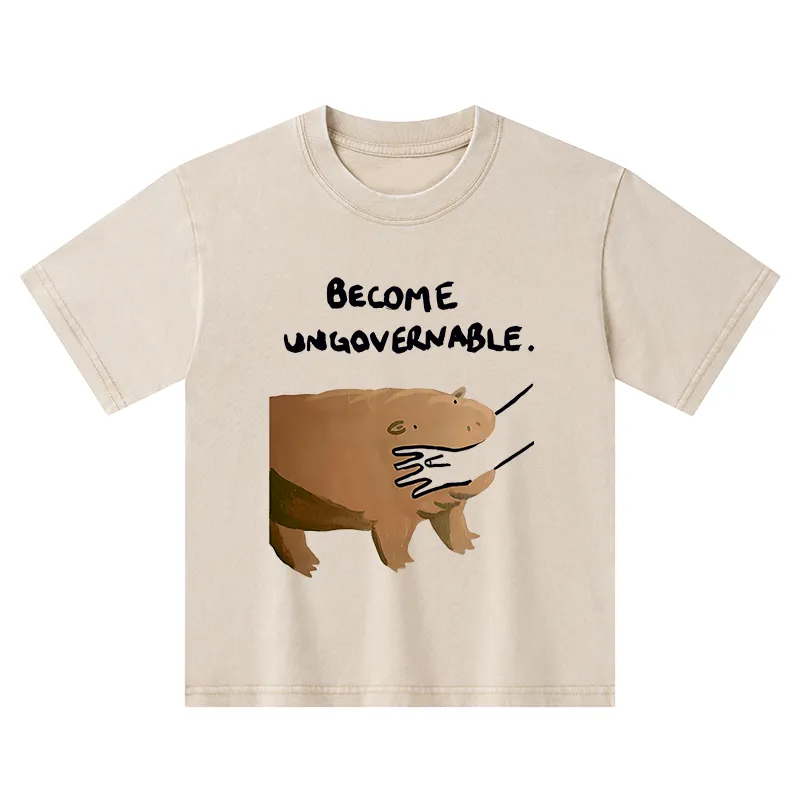 Tokyo-Tiger Moo Deng Bites Someone's Arm Kids Washed T-Shirt