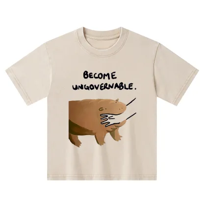 Tokyo-Tiger Moo Deng Bites Someone's Arm Kids Washed T-Shirt