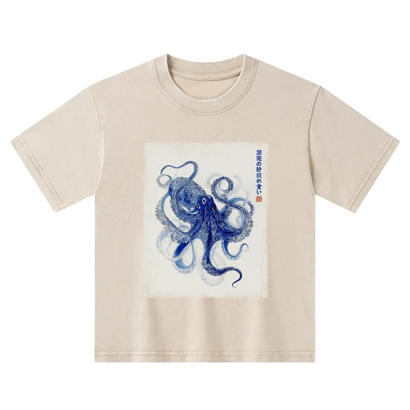 Tokyo-Tiger In The Deep: The Octopus’s Journey Kids Washed T-Shirt