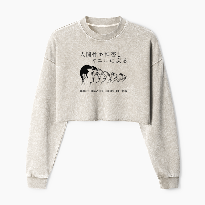 Tokyo-Tiger Return To Frog Washed Crop Sweatshirt