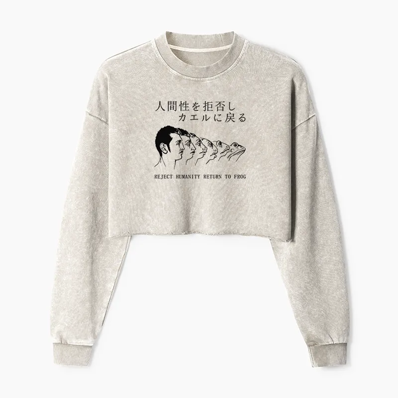 Tokyo-Tiger Return To Frog Washed Crop Sweatshirt