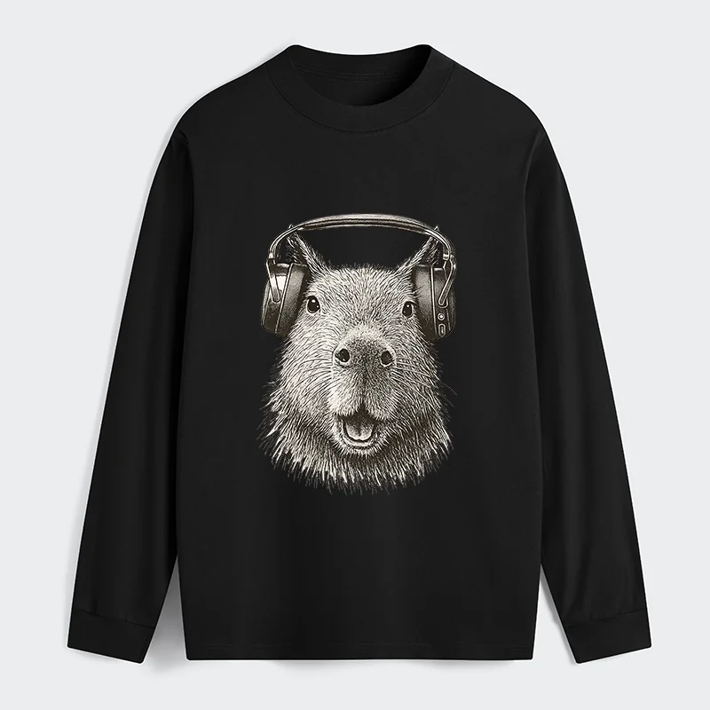 Tokyo-Tiger Capybara Listening To Music Classic Long Sleeve T-Shirt