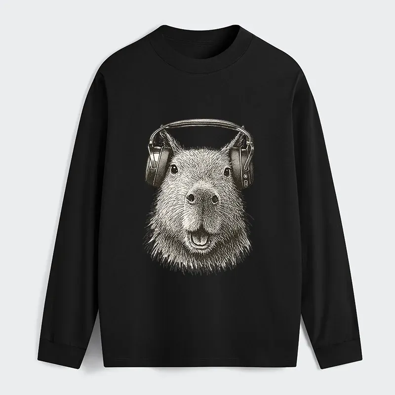 Tokyo-Tiger Capybara Listening To Music Classic Long Sleeve T-Shirt