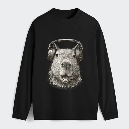 Tokyo-Tiger Capybara Listening To Music Classic Long Sleeve T-Shirt