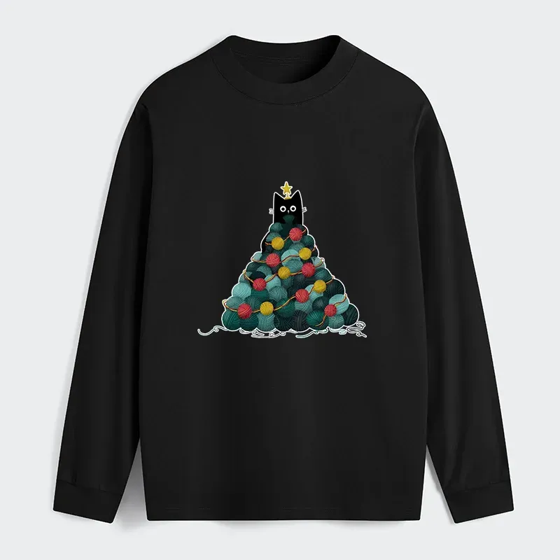 Tokyo-Tiger Yarn Christmas Tree Cat Classic Long Sleeve T-Shirt