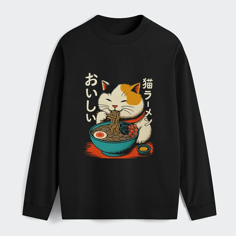 Tokyo-Tiger Cute Eat Eating Japanese Ramen Classic Long Sleeve T-Shirt