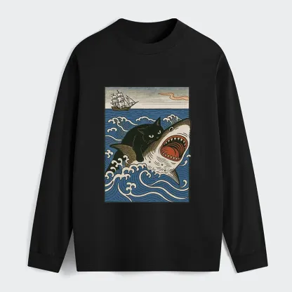 Tokyo-Tiger Cat Hunting Shark Classic Long Sleeve T-Shirt