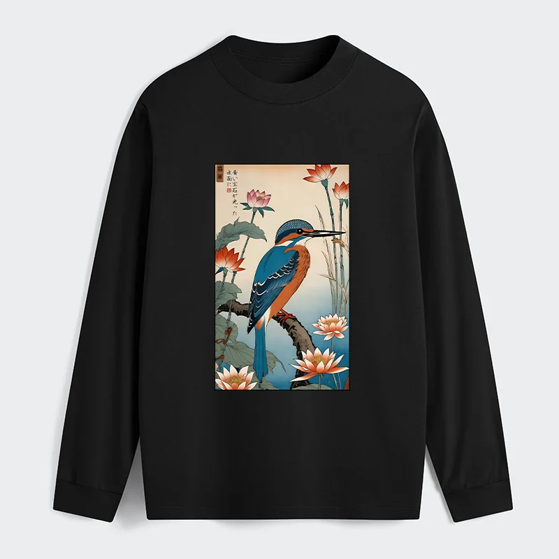 Tokyo-Tiger Ukiyo-e Kingfisher Classic Long Sleeve T-Shirt
