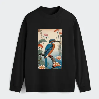 Tokyo-Tiger Ukiyo-e Kingfisher Classic Long Sleeve T-Shirt