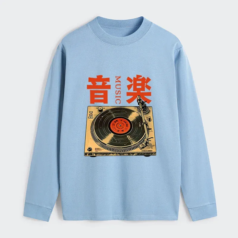 Tokyo-Tiger Retro Music Record Player Classic Long Sleeve T-Shirt