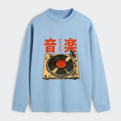 Tokyo-Tiger Retro Music Record Player Classic Long Sleeve T-Shirt