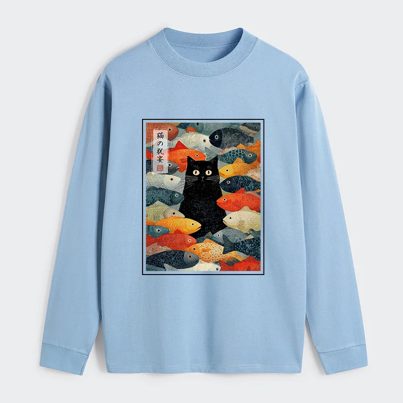 Tokyo-Tiger The Cat's Feast of Fish Classic Long Sleeve T-Shirt
