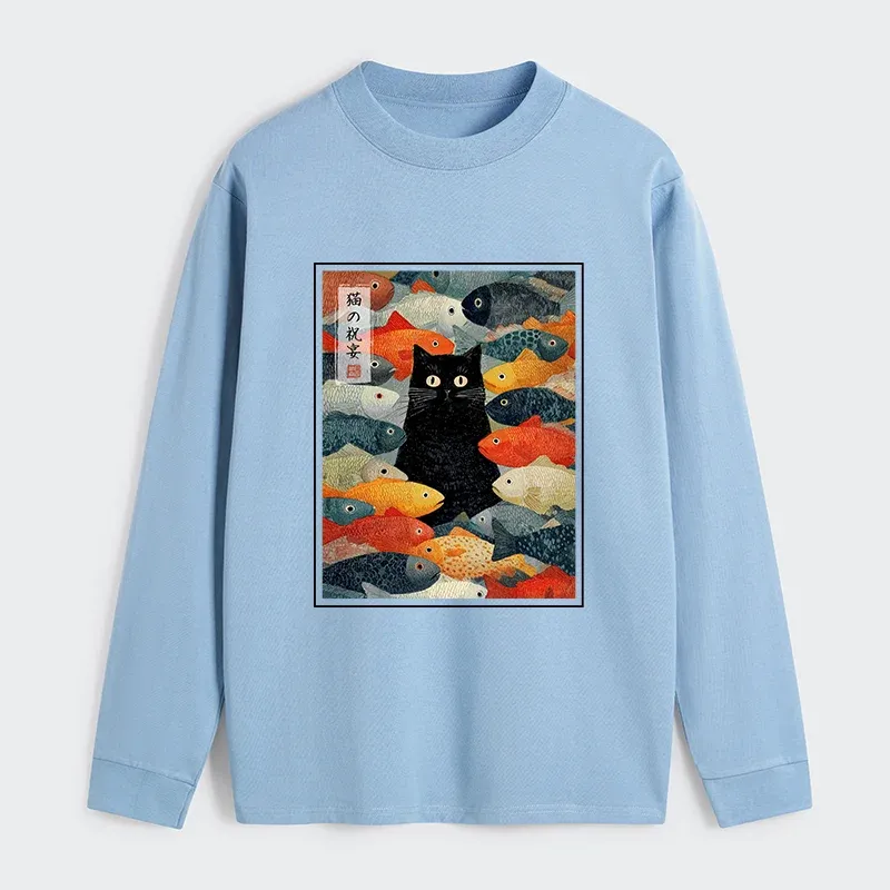 Tokyo-Tiger The Cat's Feast of Fish Classic Long Sleeve T-Shirt
