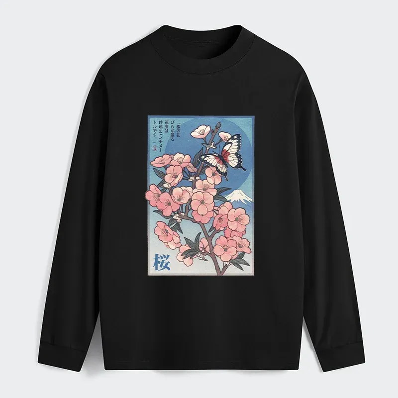 Tokyo-Tiger Ukiyoe Japanese Cherry blossoms Poster Classic Long Sleeve T-Shirt