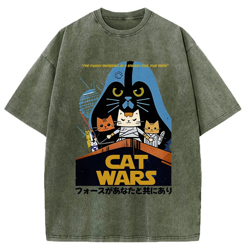 Tokyo-Tiger Japanese Cat Wars Washed T-Shirt